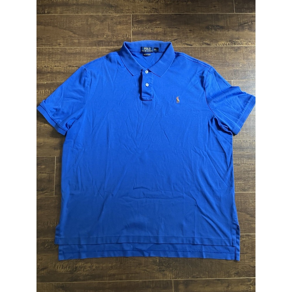 Polo Ralph Lauren Polo Shirt Men's XXL Blue Custom Fit Pony Logo Cotton Casual